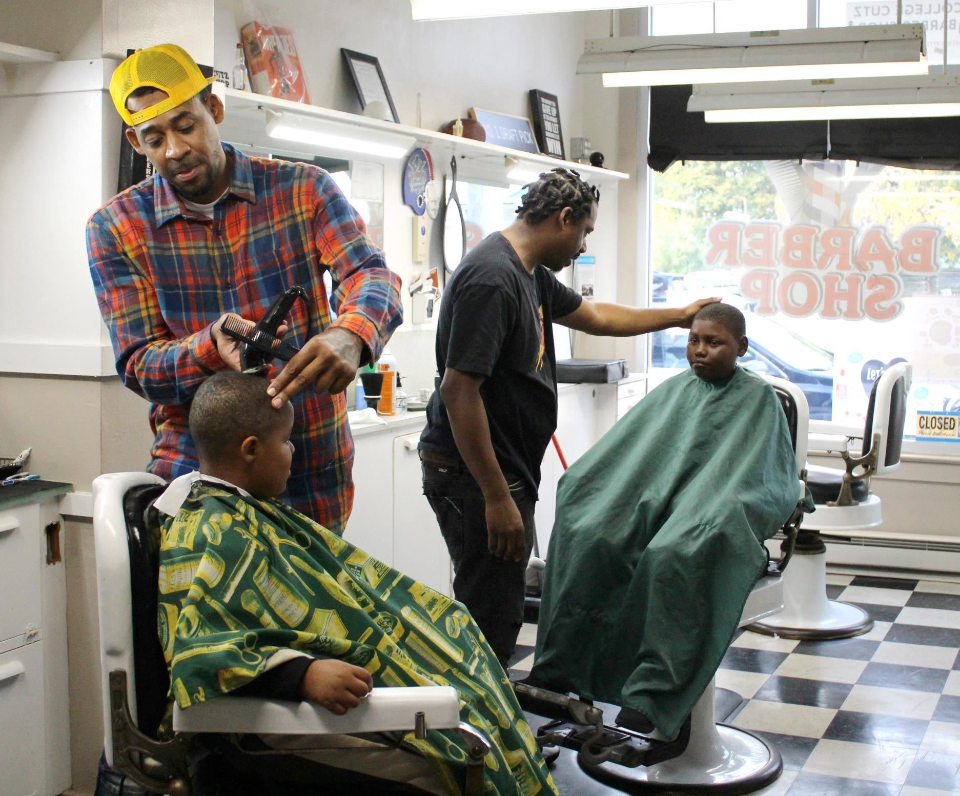 Kids getting haircut