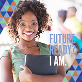 Future Ready social media graphic with smiling student 