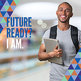 Smiling male student with Future Ready? I am. caption 