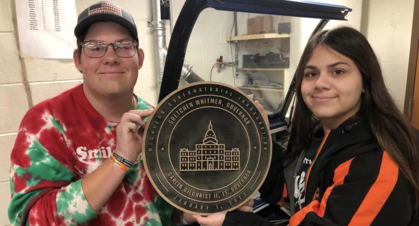   CTE Woodworking Students Produce Governor's Podium Seal